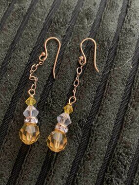 Yellow Beaded Drop Earrings